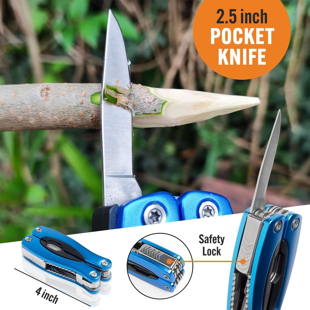 Multi Tool Pocket Knife Set 15 in 1 - The Ultimate Christmas Gift for Men! Pr...