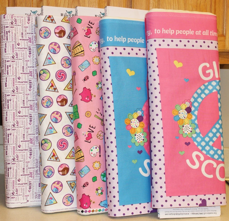 RILEY BLAKE Girl Scout Badges Promise Fabric Collection SOLD SEPARATELY