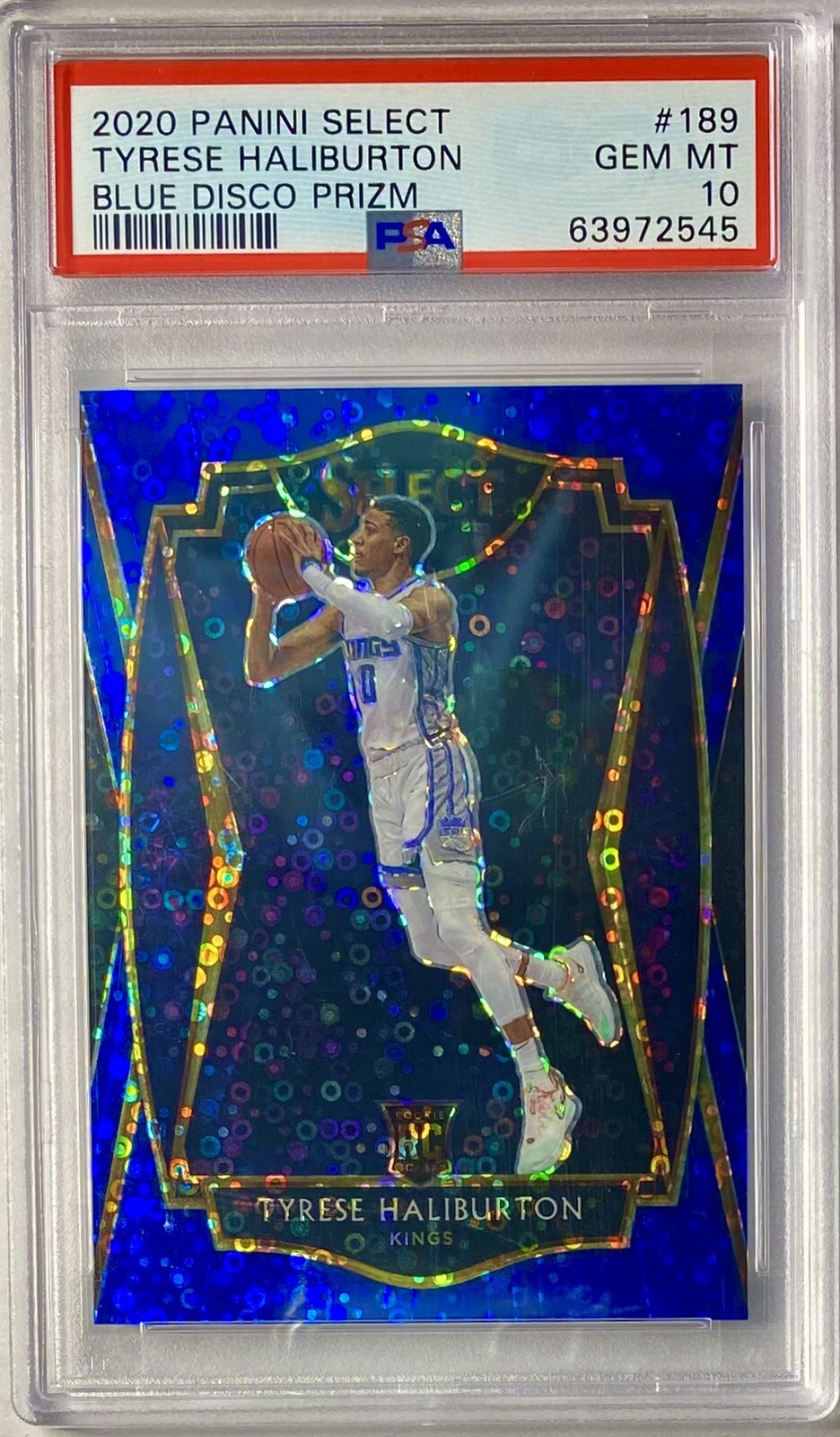 2020 Panini Select Tyrese Haliburton Blue Disco Prizm RC /25 #189 PSA 10 Pop 4