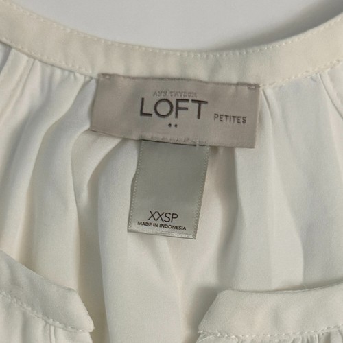 Ann Taylor Loft Petites weiße ärmellose Bluse transparent elastischer Saum Blouson Top - Bild 2 von 8