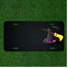 Custom Personalized License Plate With Add Names To Witch Witchcraft Broom
