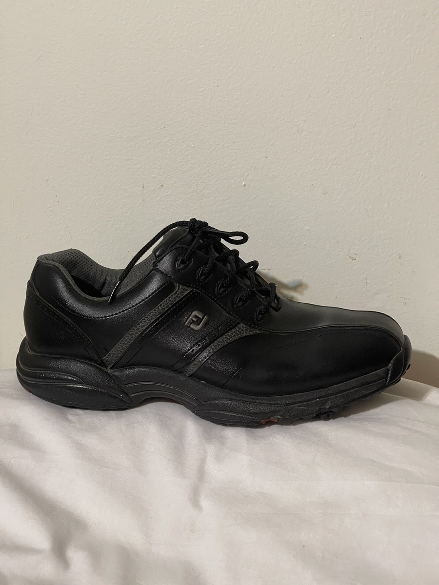 Footjoy Mens Greenjoy 45471 Black Leather Golf Shoes Lace Up  display picture 1