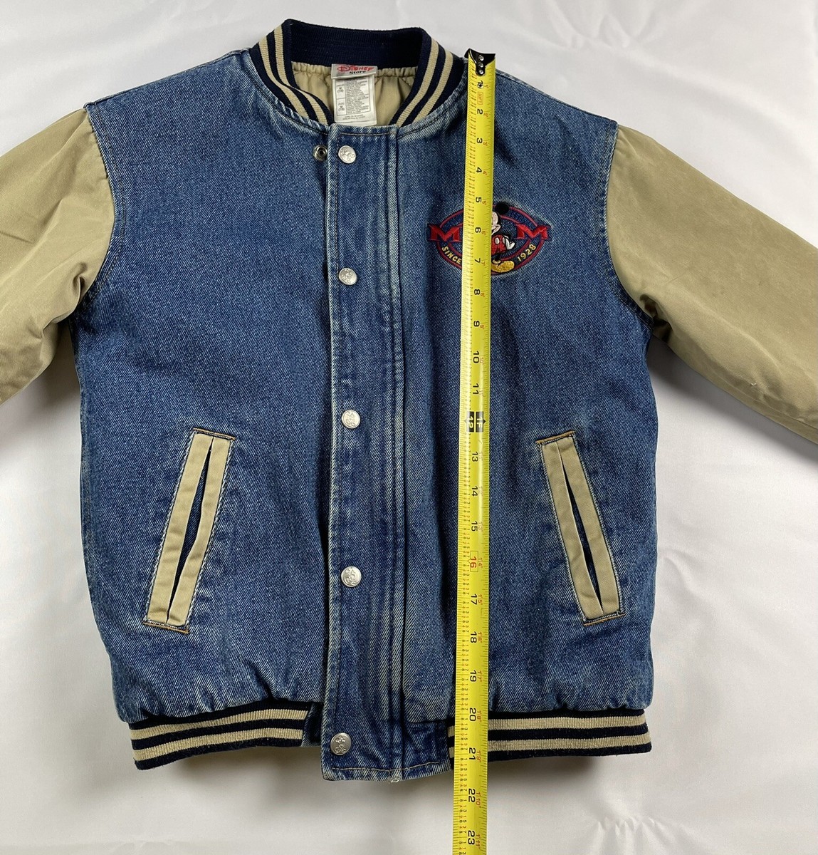 Disney Store Vintage 90s Kids Size 7-8 Varsity Denim Jacket