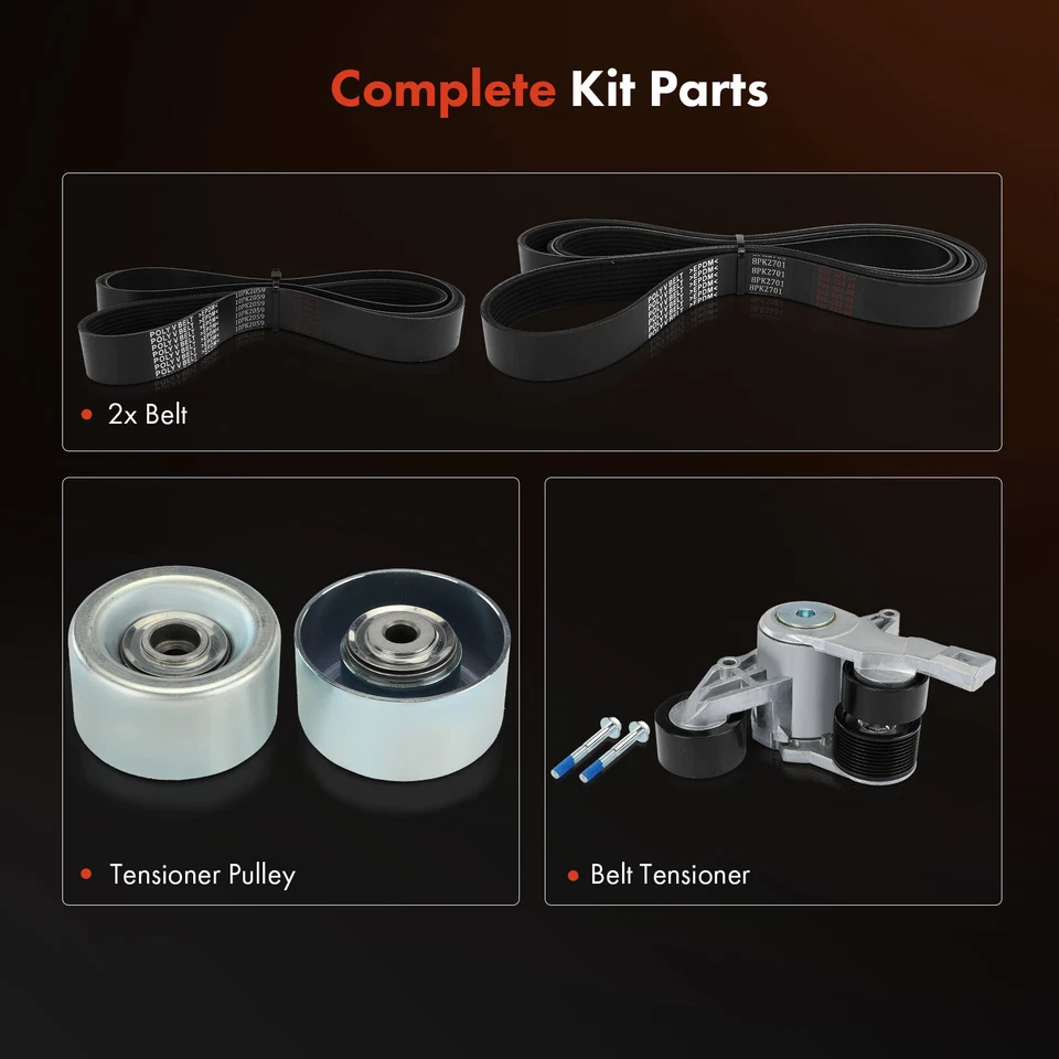 4x Kit de Componentes de Acionamento por Correia Serpentine para Freightliner Cascadia 2011-2018 122SD - Imagem 2 de 4