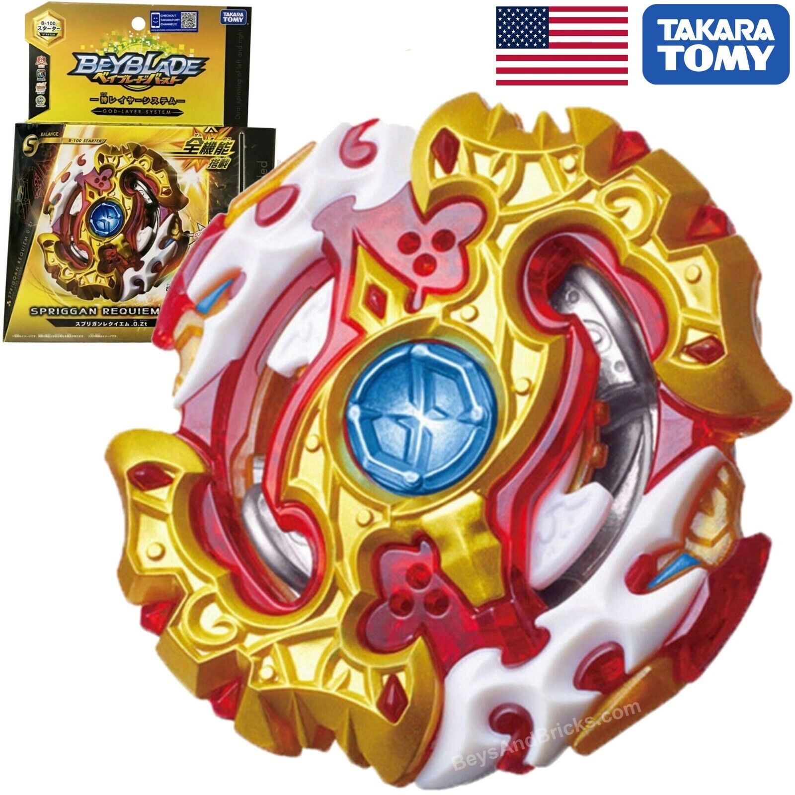 TAKARA TOMY Spryzen / Spriggan Requiem .0.Zt Burst God Beyblade B-100 USA SELLER