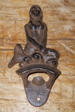 12 Cast Iron Mermaid Bottle openers, Rustic Brown Nautical Beer / Soda Opener
