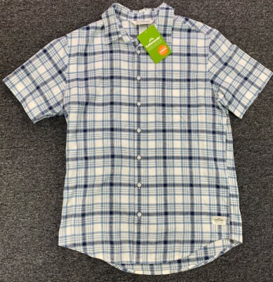 Kathmandu Flaxton Shirt Men Small Blue Check Short Sleeve Button Up BNWT NEW