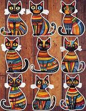 Colorful Cat Vinyl Die Cut Stickers Set Scrapbooking Laptop Waterbottle
