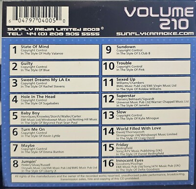 SF210       SUNFLY KARAOKE CDG VERY RARE, NOT SOLD IN THE USA  LOT UK