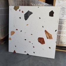 Extra Large 75x75cm White Terrazzo Effect Colourful Polished Porcelain Tiles 25m