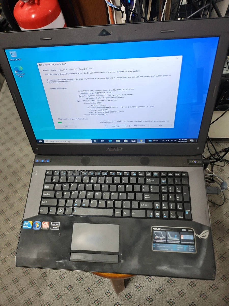 Asus G73J 17" Laptop I7 8gb Ram 120GB SSD HD5870 Win 10 Bluray.