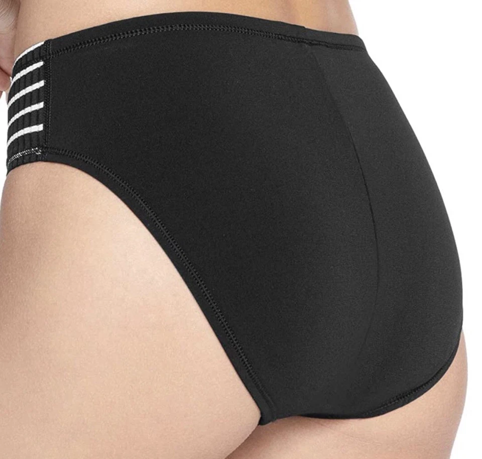 Nuevo con etiquetas Parte inferior de bikini Robin Piccone para mujer marinero cintura alta blanco/negro talla L Foto 2 de 3