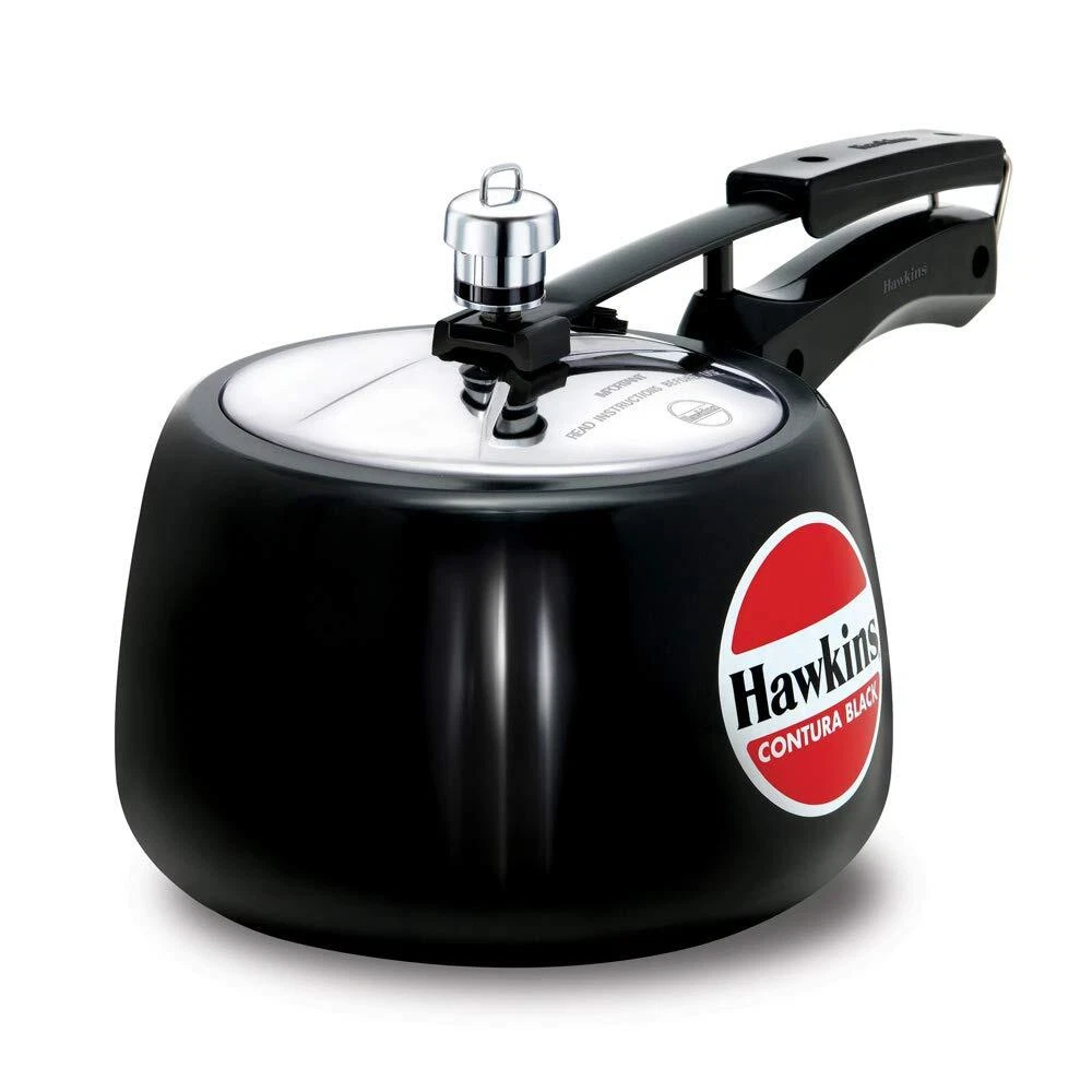 Hawkins Contura Black Inner Lid Pressure Cooker 4 Litre Black Aluminium