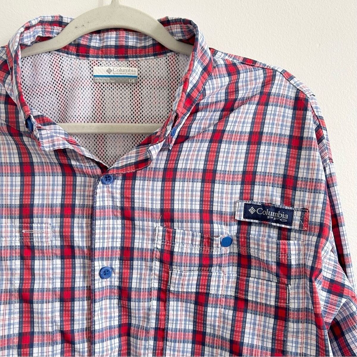 Columbia Mens Super Crystal Springs Long Sleeve Shirt in Red Columbia Mens Super Crystal Springs Long Sleeve Shirt in Red