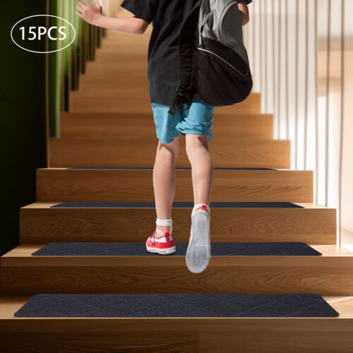 Non Slip Carpet Stair Treads 15PCs 30 X 8 Inch Mats Indoor For Wooden Steps