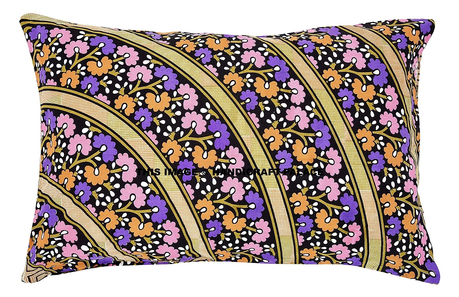 Indien Cotton Cushion Throw Home Decor Bedding Floral Print Black Pillow Cover