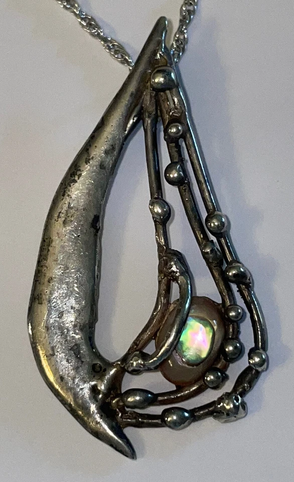 Colgante PLATA ESTERLINA 925 hecho a mano único cadena 24" 2" X 1 1/8" 16g Foto 3 de 4