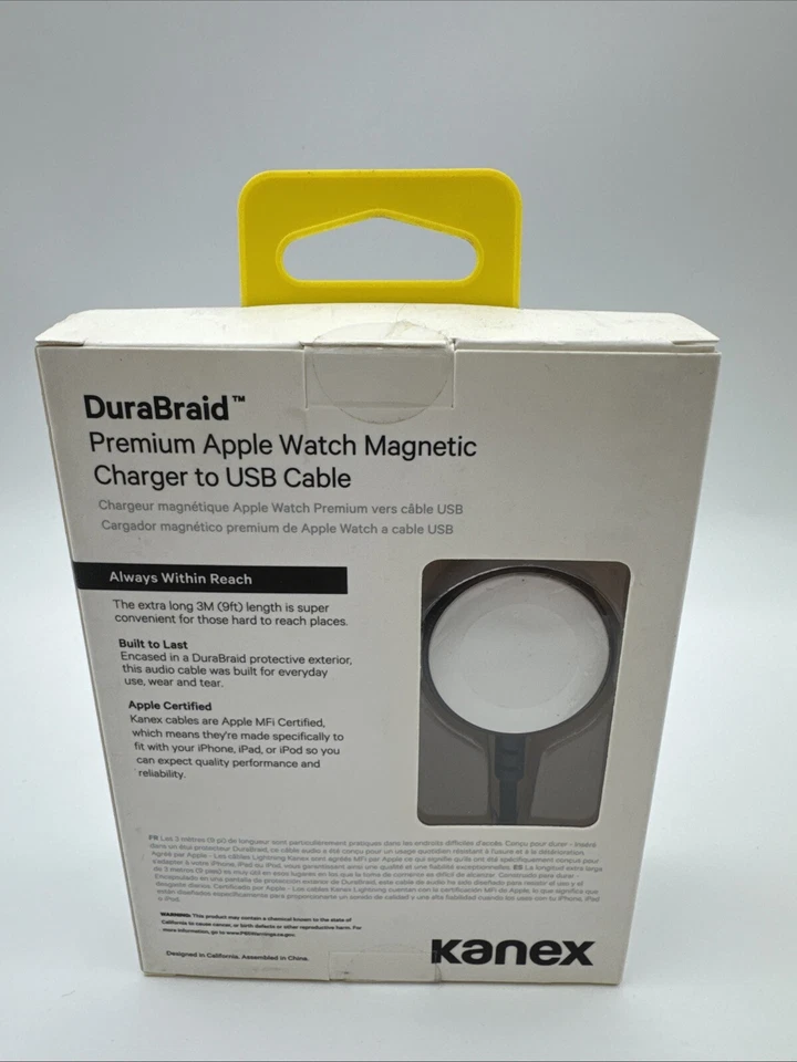 Novo carregador magnético Kanex DuraBraid Apple Watch para cabo USB - 9,9 PÉS/3 M de comprimento - Imagem 2 de 4