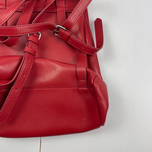 ZARA Backpack Red Faux Leather Midi Rucksack - Picture 7 of 10