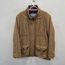 Joules Fieldcoat Brown Wool Check Tweed Country Races Day Coat Jacket Size Uk 20