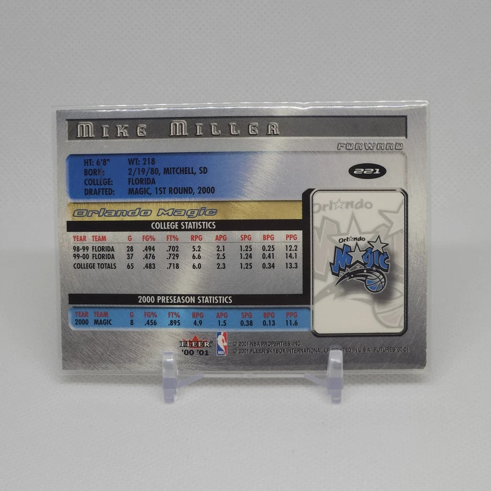 Mike Miller #221 Rookie Card 2000-01 Fleer Futures Bright Odds Orlando Magic - Image 2 of 2