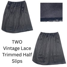 Vanity Fair Vassarette Half Slip Women's Size Medium Lot of 2 Lace Trim Satin