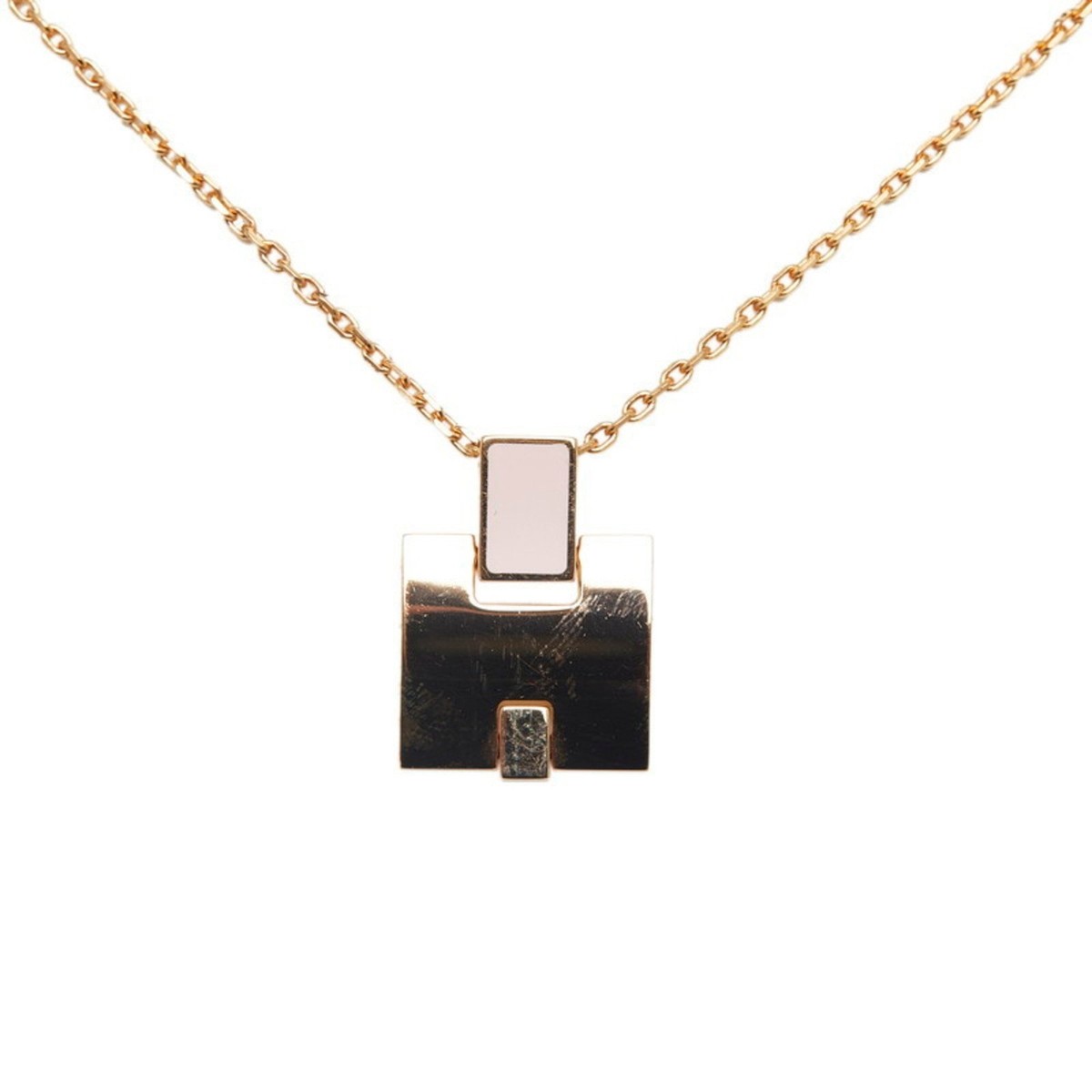 Hermes H motif Eileen necklace rose gold pink metal women's