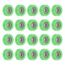 20Pcs 5x21x7mm 605ZZ Carbon Steel U Groove Bearings POM Guide Pulley Light Green
