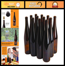 750ml Amber Glass Bottles 12-Pack, W13 Stretch Hock, No Corks - Perfect for Brew