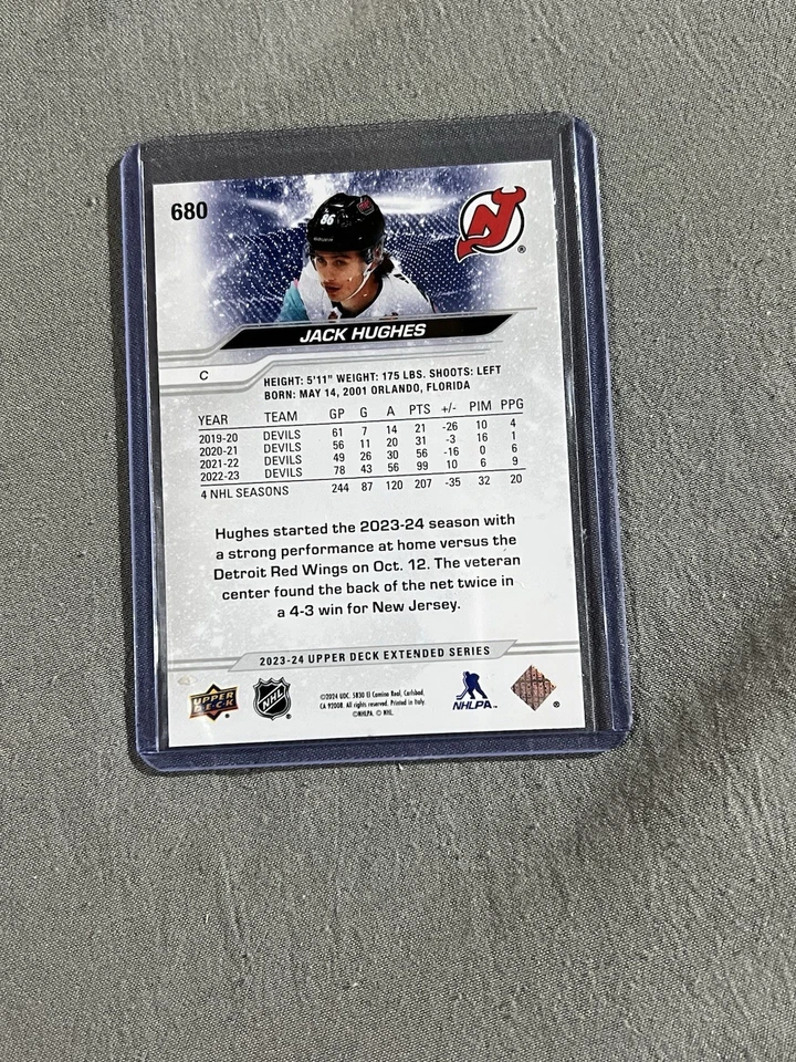 2023-24 Upper Deck Extended Series Hockey Outburst Jack Hughes - Image 2 of 2