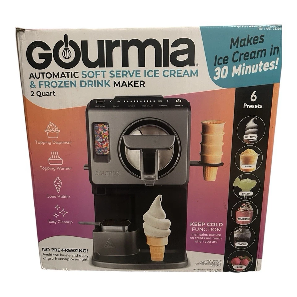 Gourmia 2Qt Automatic Soft Serve Ice Cream & Frozen Drink Maker, 6 Presets - Image 3 of 4