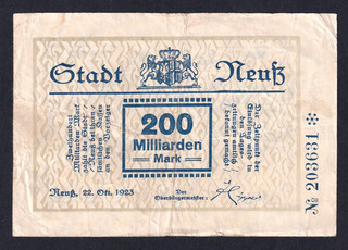 Neuß 200 Milliarden Mark 22.10.1923