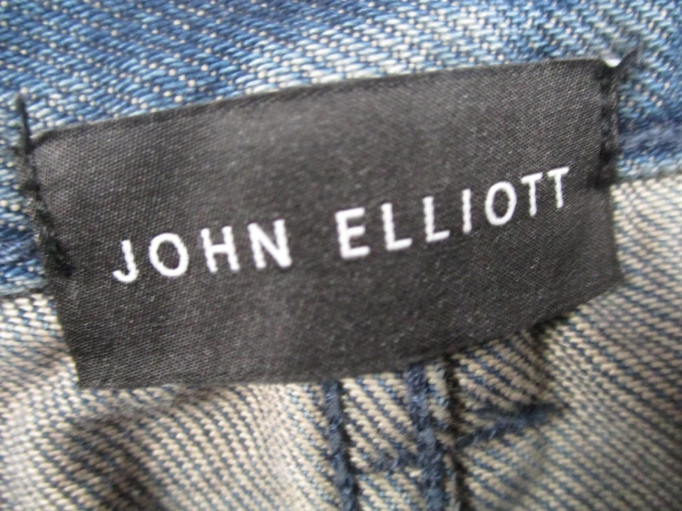 Jeans masculino John Elliott 34 azul desgastado joelhos rasgados feitos no Japão denim - Imagem 3 de 4