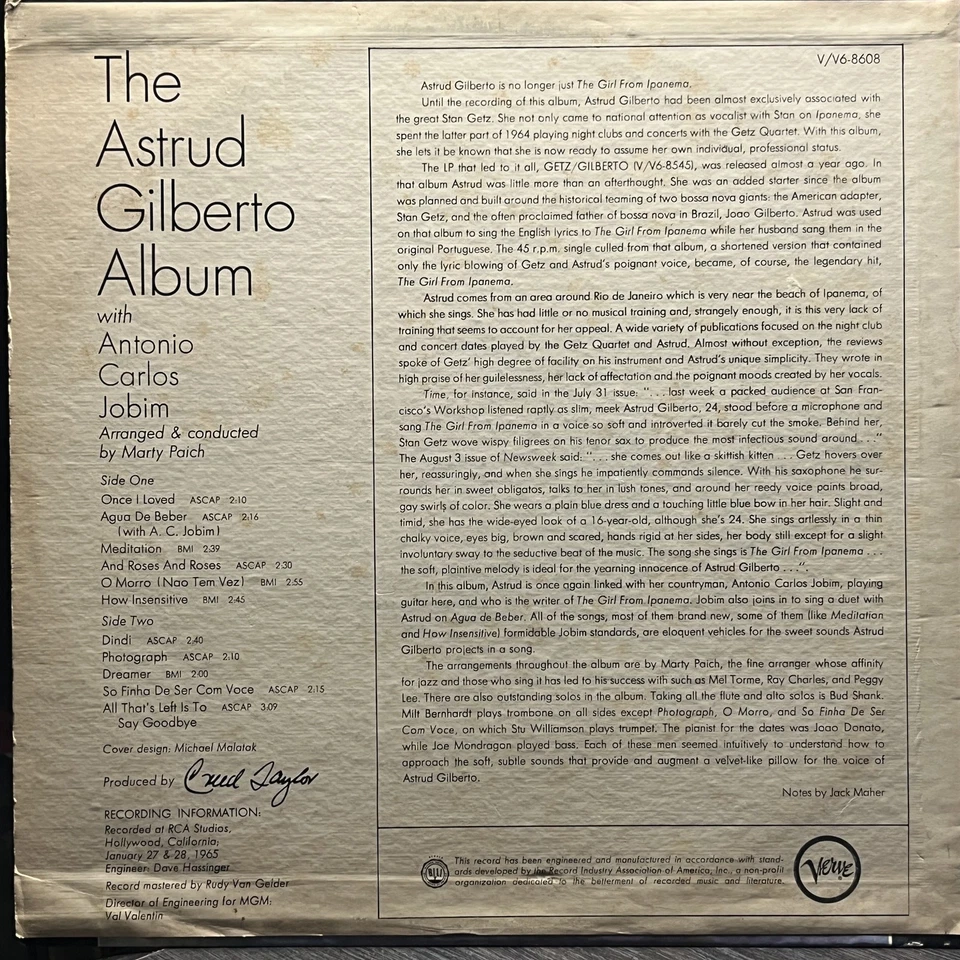 Джаз, латинский Astrud Gilberto - The Astrud Gilberto альбом Verve Records - Изображение 2 из 4