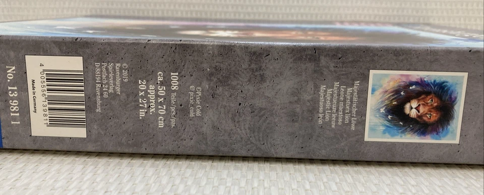 JIG SAW PUZZLE RAVENSBURGER 2019 MAJESTIC LION 1000 PIECES 27X20 - Image 4 of 4