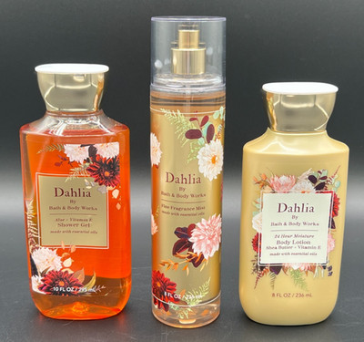 Bath & Body Works ~ DAHLIA ~ Set of 3 Body Mist Shower Gel & Body Lotion ~ NEW
