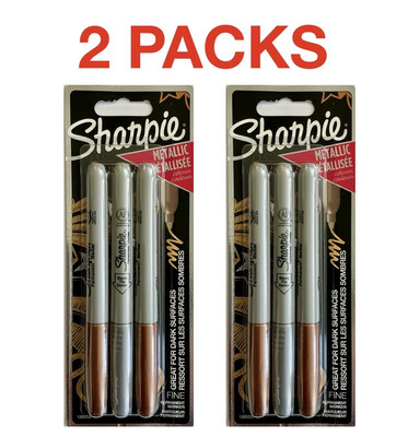 Sharpie Permanentmarker feine Spitze Metallic Farben 2 Packungen à 3 Marker NEU