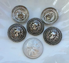 10PC Antiqued Silver Lion Round Metal Buttons Sewing Button with Shank 25mm 1"
