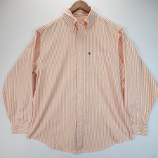 Brooks Brothers 346 Shirt Mens L Orange Striped Oxford Streetwear Button Down