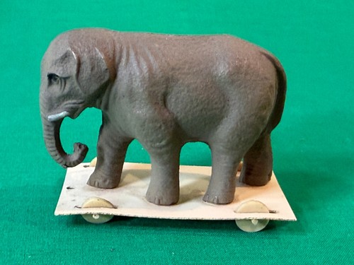 c. 1930 Celluloid Pull Toy Elephant on Wheeled Platform