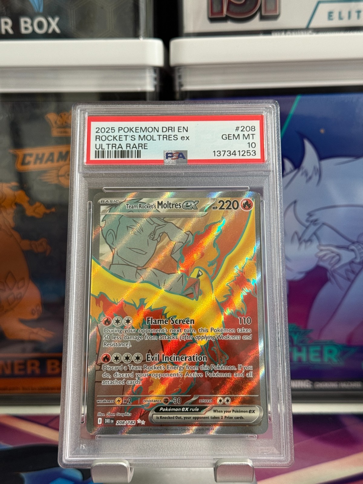 PSA 10 - Team Rocket's Moltres ex #208 - 2025 Pokemon Destined Rivals