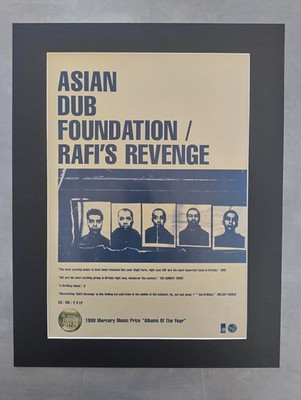 Asian Dub Foundation Poster Rafi's Revenge Original Album Advert Mounted 14x11''