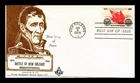DR JIM STAMPS US COVER BATTLE OF NEW ORLEANS SESQUICENTENNIAL FDC MASONIC