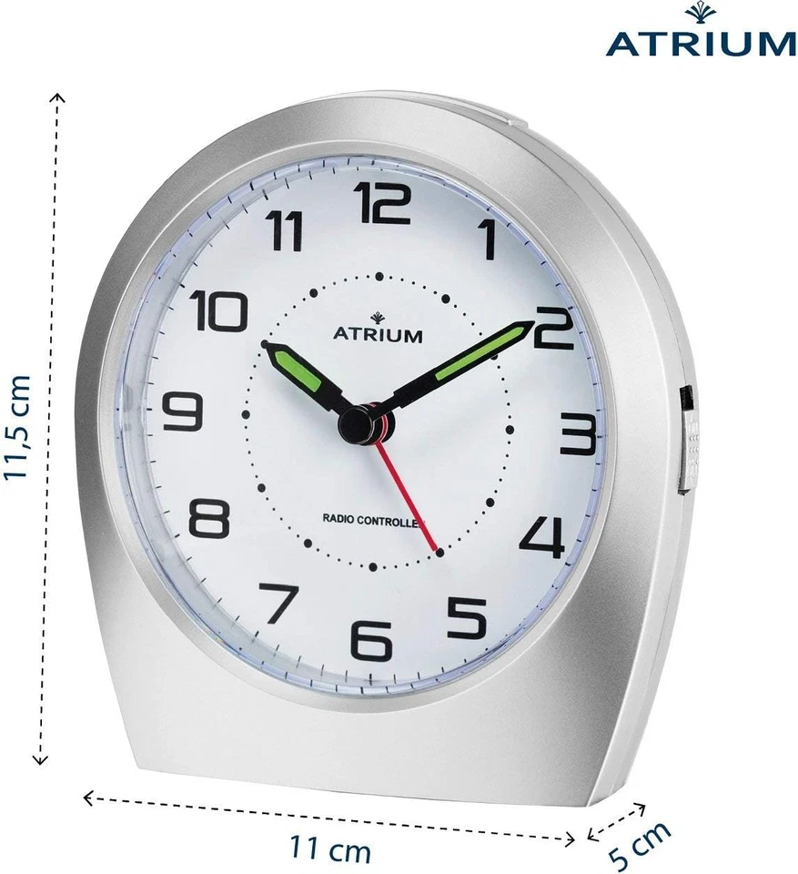 Radiosveglia Analogica Al Quarzo Senza Ticchettio, Design Classico, Argento Opac - Immagine 2 di 4