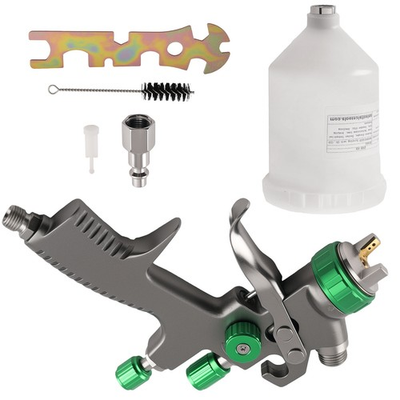#ad 1.3mm HVLP Spray Gun Painting Automotive 600ml Tank Pressure Regulator Air Tool $33.32
