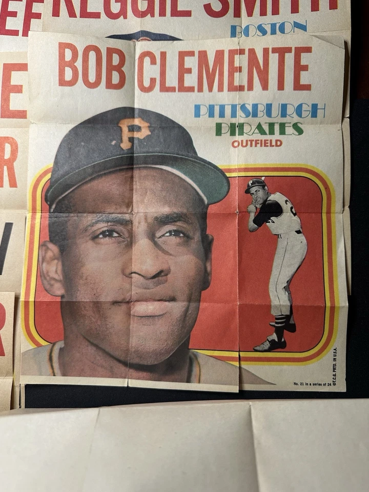 Conjunto completo de pôsteres 1970 Topps todos os 24 mini pôsteres Clemente, Brock, rosa - Imagem 2 de 4