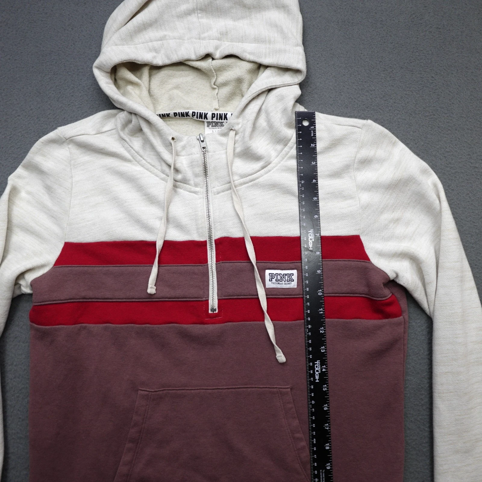 UNDERCOVER Felpa con cappuccio Victoria's Secret rosa colorblock 1 4 zip marrone bianco donna taglia L