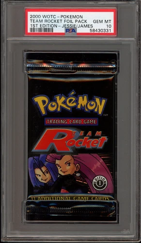Pokemon Team Rocket 1st Edition Jessie/James Art Sealed Booster Pack PSA 10