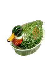 Vintage Ceramic Majolica Style Duck Egg Holder or Terrine Dish Portuguese TMK
