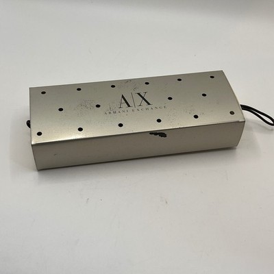 Armani Exchange AX Metal Watch Box Case Storage Holder Silver Tone